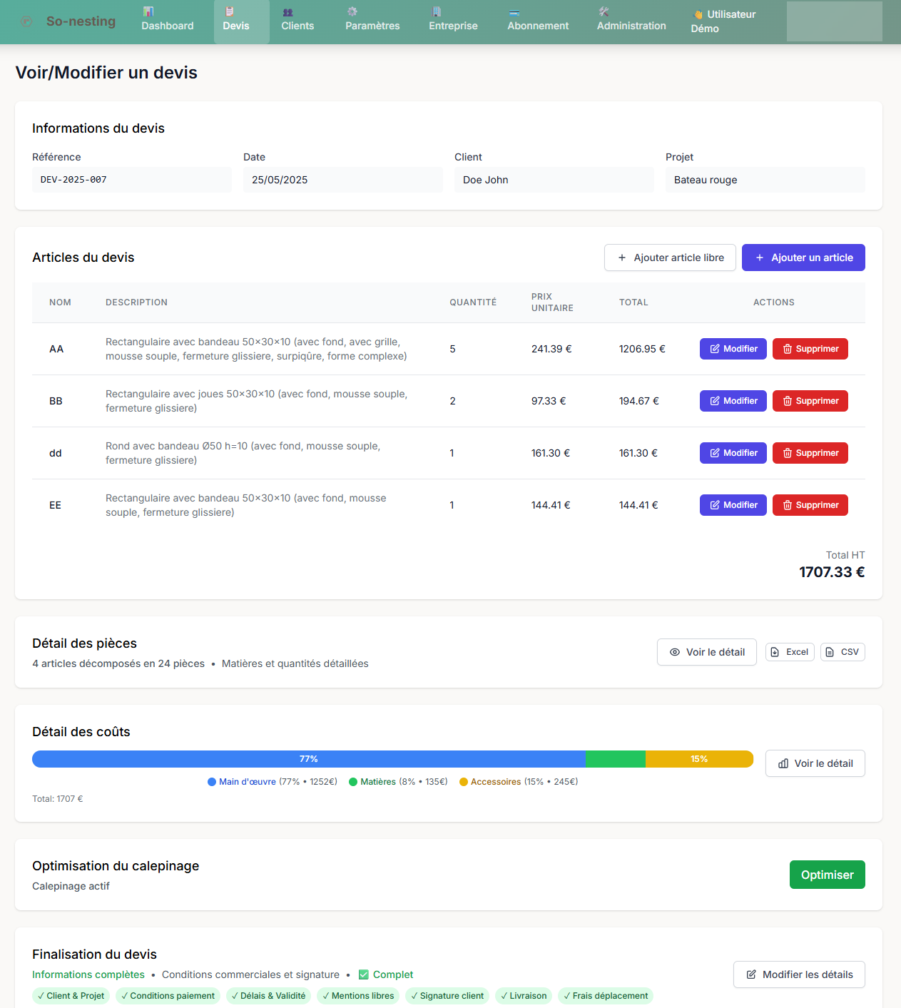 Aperçu devis complet