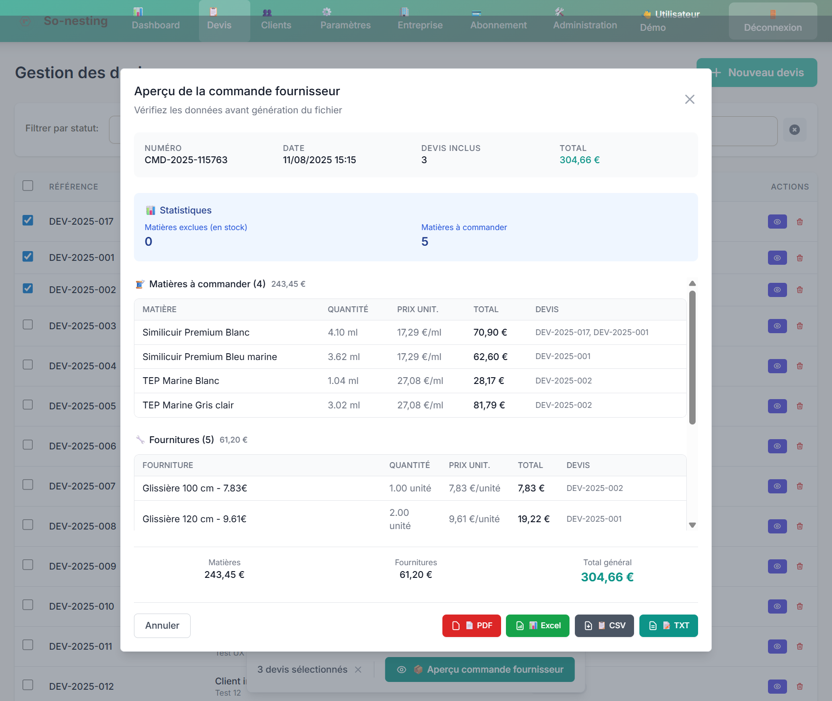 Bon de commande fournisseur